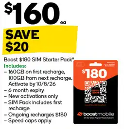 Woolworths Boost $180 SIM Starter Pack offer