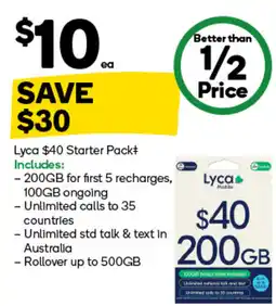 Woolworths Lyca $40 Starter Pack offer