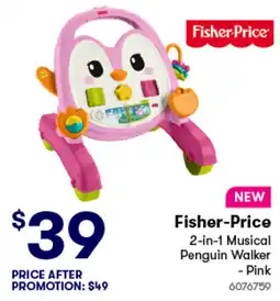 Woolworths Fisher-Price 2-in-1 Musical Penguin Walker - Pink offer