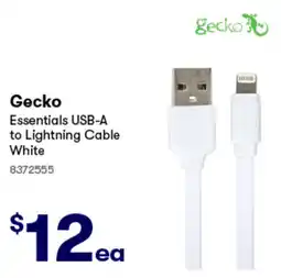 Woolworths Gecko Essentials USB-A to Lightning Cable White offer