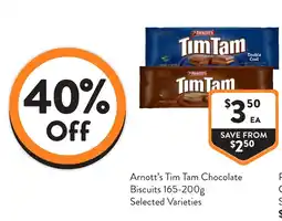 Foodworks Arnott's Tim Tam Chocolate Biscuits Selected Varieties offer