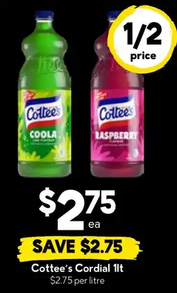 Drakes Cottees Cordial offer