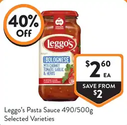 Foodworks Leggo's Pasta Sauce offer