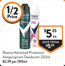 Foodworks Rexona Advanced Protection Antiperspirant Deodorant offer