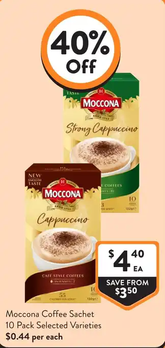 Foodworks Moccona Coffee Sachet 10 Pack Selected Varieties offer