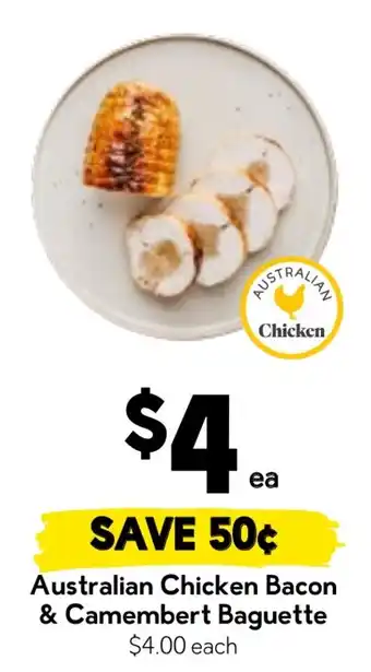 Drakes Australian Chicken Bacon & Camembert Baguette offer