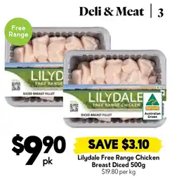 Drakes Lilydale Free Range Chicken Breast Diced offer