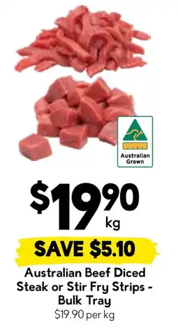 Drakes Australian Beef Diced Steak or Stir Fry Strips offer