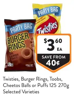 Foodworks Twisties Burger Rings Party Bag offer