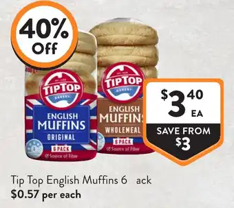 Foodworks Tip Top English Muffins offer