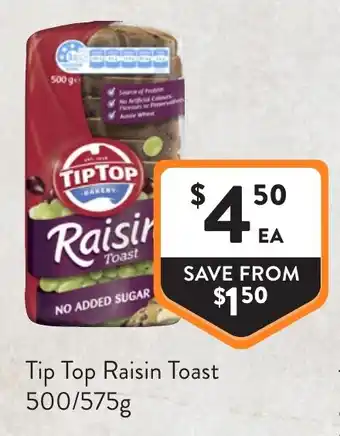 Foodworks Tip Top Raisin Toast offer