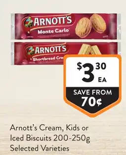 Foodworks Arnott's Cream, Kids or Iced Biscuits offer