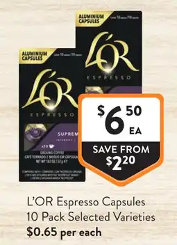 Foodworks L'OR Espresso Capsules offer