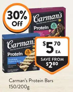 Foodworks Carman's Protein Bars offer