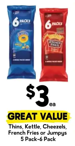 Drakes Thins, Kettle, Cheezels, French Fries or Jumpys offer