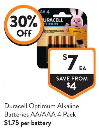 Foodworks Duracell Optimum Alkaline Batteries offer