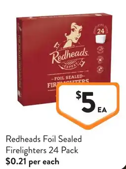 Foodworks Redheads Foil Sealed Firelighters offer