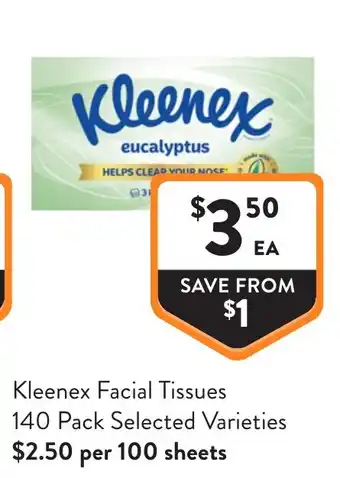 Foodworks Kleenex Facial Tissues offer
