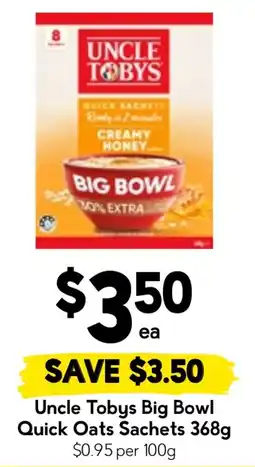 Drakes Uncle Tobys Big Bowl Quick Oats Sachets offer