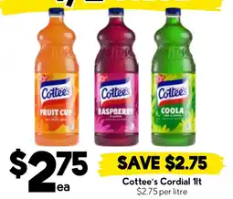 Drakes Cottees Cordial offer