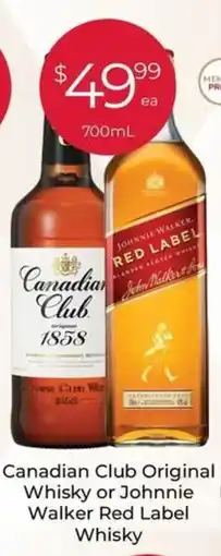 Porters Canadian Club Original Whisky or Johnnie Walker Red Label Whisky offer