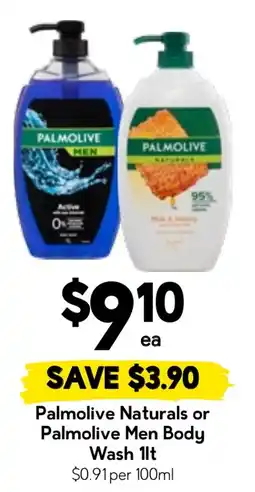 Drakes Palmolive Naturals or Palmolive Men Body Wash offer
