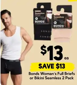 Drakes Bonds Woman's Full Briefs or Bikini Seamless 2 Pack offer
