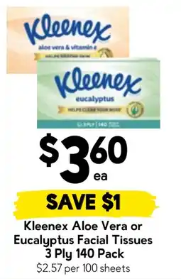 Drakes Kleenex Aloe Vera or Eucalyptus Facial Tissues offer