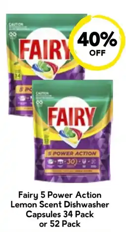 Drakes Fairy 5 Power Action Lemon Scent Dishwasher Capsules offer