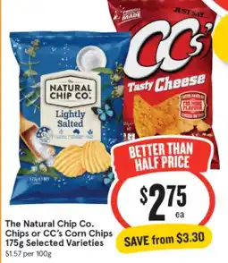 IGA The Natural Chip Co. Chips or CC's Corn Chips 175g Selected Varieties offer
