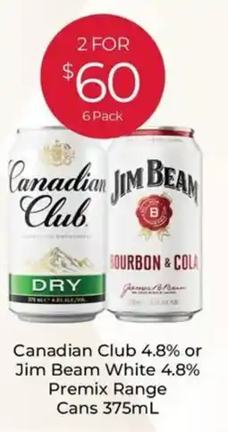 Porters Canadian Club 4.8% or Jim Beam White 4.8% Premix Range Cans offer