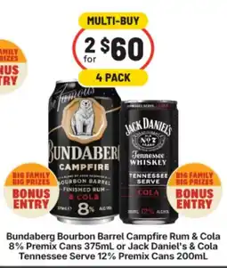 IGA Bundaberg Bourbon Barrel Campfire Rum & Cola offer