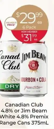 Porters Canadian Club 4.8% or Jim Beam White 4.8% Premix Range Cans offer