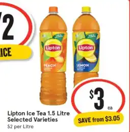 IGA Lipton Ice Tea 1.5 Litre Selected Varieties offer