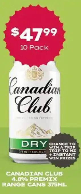 Canadian club 4.8% premix range cans