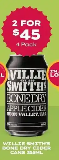 Thirsty Camel Willie smith's bone dry cider cans offer