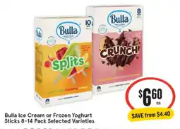 IGA Bulla Ice Cream or Frozen Yoghurt Sticks offer