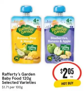 IGA Rafferty's Garden Baby Food Selected Varieties offer