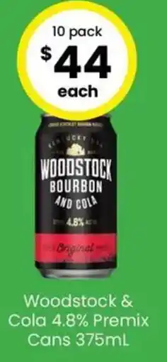 The Bottle O Woodstock & Cola 4.8% Premix Cans offer