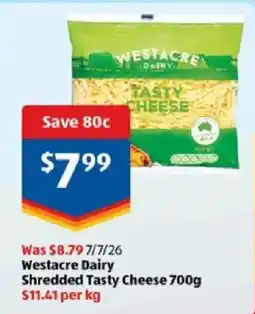 ALDI Westacre Dairy Shredded Tasty Cheese offer