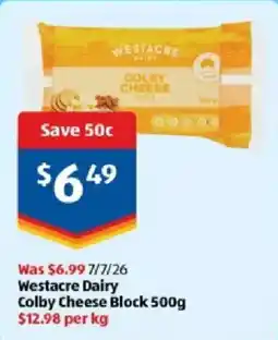 ALDI Westacre Dairy Colby Cheese Block offer