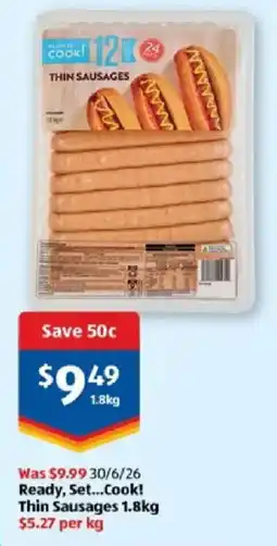 ALDI Ready, Set...Cook! Thin Sausages offer