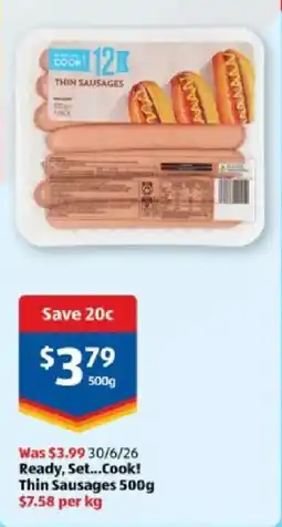 ALDI Ready, Set...Cook! Thin Sausages offer