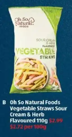 ALDI Oh So Natural Foods Vegetable Straws Sour Cream & Herb offer