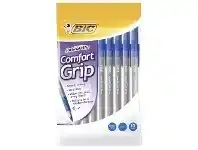Officeworks BIC Round Stic Comfort Grip Ballpoint Pens Blue 10 Pack offer