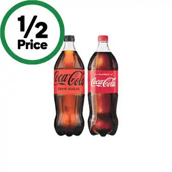 Woolworths Coca-Cola Classic, Zero Sugar or Diet Soft Drink Varieties 1.25 Litre offer