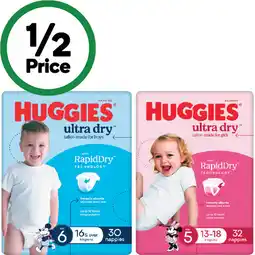 Woolworths Huggies Ultra Dry Nappies-54 offer