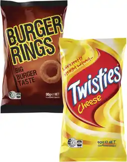 Coles Twisties, Burger Rings or Cheetos 65g-90g offer