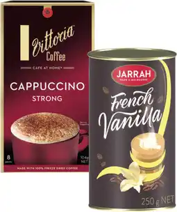 Coles Jarrah Latte Instant Coffee 250g or Vittoria Coffee Sachets 8 Pack offer
