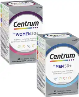 Coles Centrum For Men or Women 50+ Multivitamin Tablets 60 Pack offer